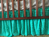 Mint Green Ruffle Crib Skirt Baby Bedding, Baby Girl Crib Skirts, Teal Nursery Bedding for Baby Girls