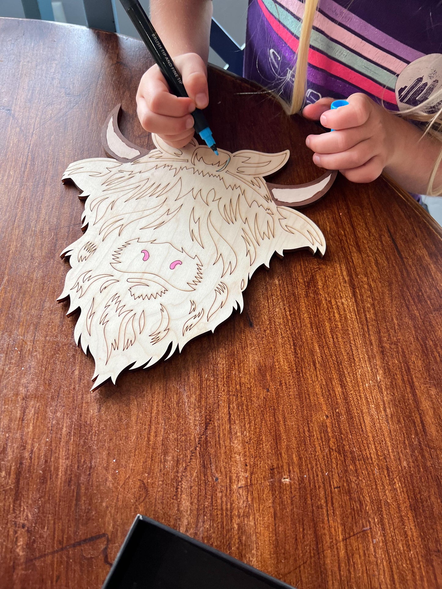 Highland Cow with Bow Sign Unpainted Wood Farm Animals Make Your Own Sign, Do It Yourself Kit DIY Door Hanger - A Vision to Remember