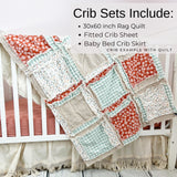 Floral Crib Bedding Baby Girl Nursery Set| Rust, Cream, Sage Green Handmade Infant Boho Blanket Decor | Rustic Shower Gift Newborn & New Mom - A Vision to Remember