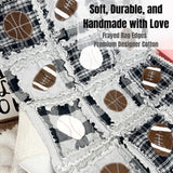 Baby Boy Quilt Sports Theme Gray Plaid Crib Blanket Gift for Newborn Baby Shower Handmade Quilt Football Baseball Basketball Bedding - A Vision to Remember