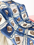 Football Baby Quilt | Navy Blue & Tan Rag Quilt | Baby Shower Gift | Crib Bedding | Handmade Nursery Blanket | Toddler Quilt Option - A Vision to Remember