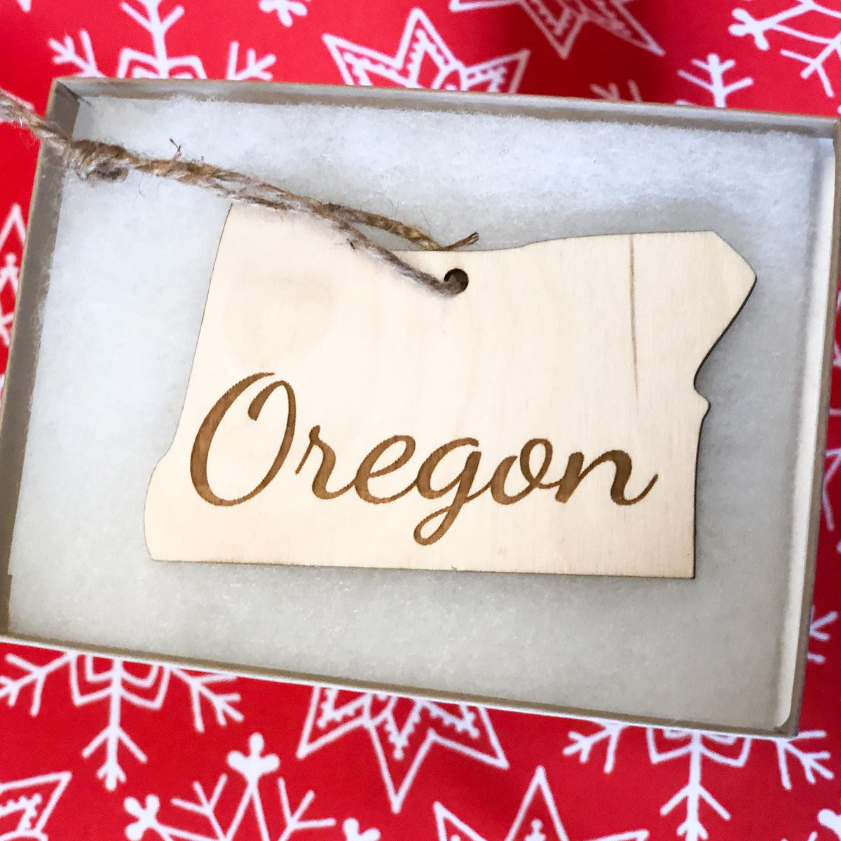 Set of wooden state Christmas ornaments