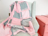 Pink Comforter Handmade Quilts, Baby Girl Rag Quilt, Also in Mini Crib Baby Blanket and Toddler Bedding Girl - A Vision to Remember