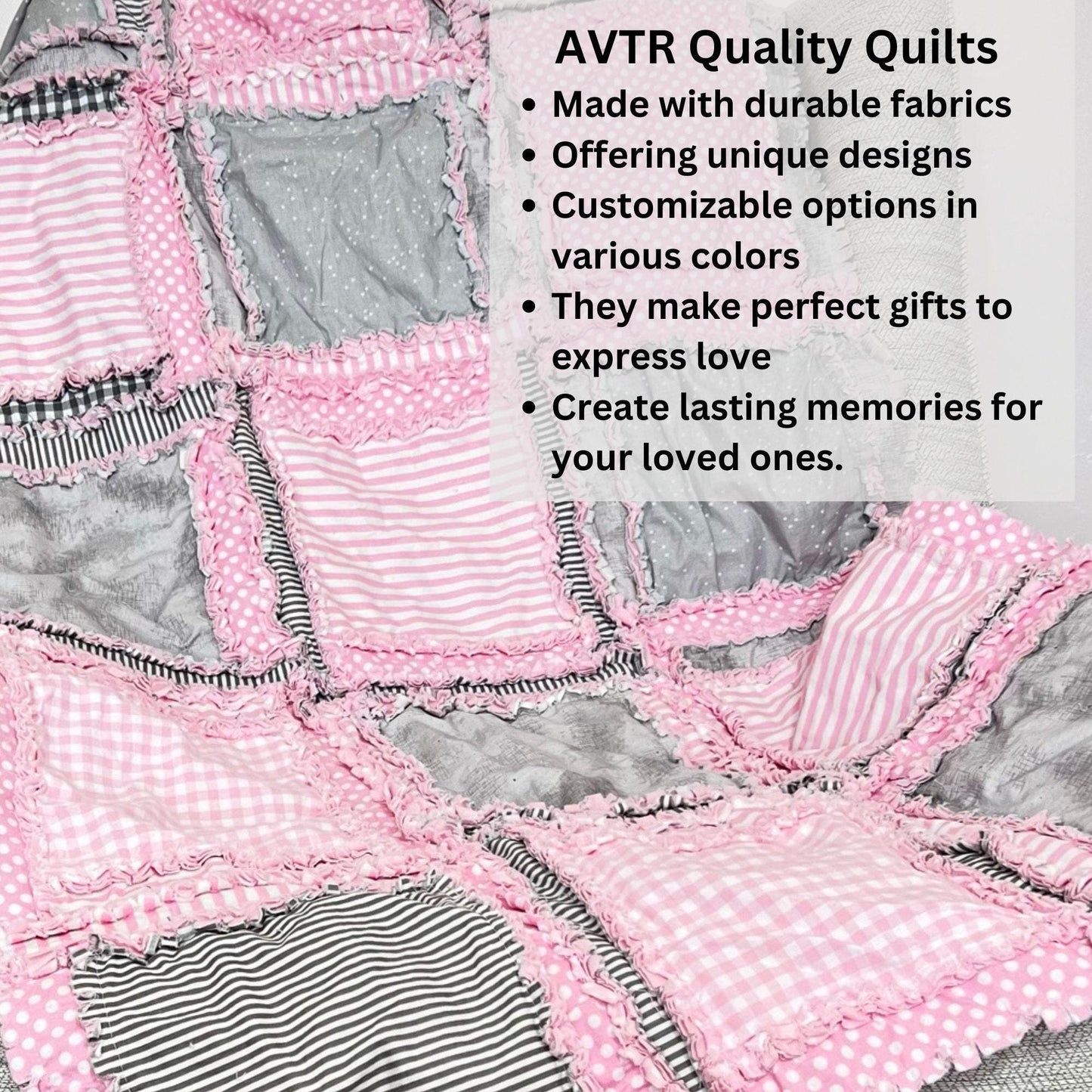 Pink Comforter Handmade Quilts, Baby Girl Rag Quilt, Also in Mini Crib Baby Blanket and Toddler Bedding Girl - A Vision to Remember