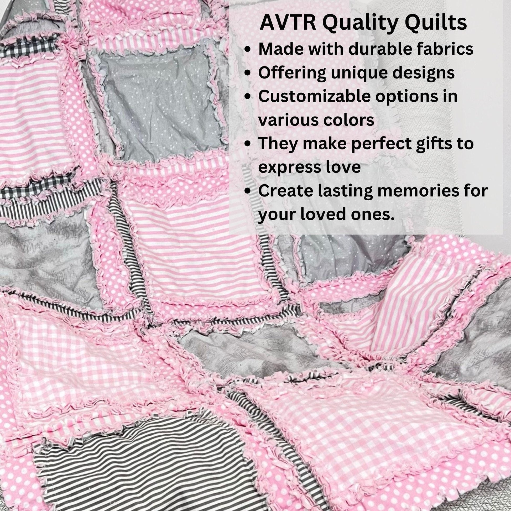 Pink Comforter Handmade Quilts, Baby Girl Rag Quilt, Also in Mini Crib Baby Blanket and Toddler Bedding Girl - A Vision to Remember