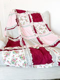 Floral Blanket Handmade Quilts for Sale, Baby Girl Rag Quilt, Baby Blanket to Queen Size Quilts, Baby Girl - A Vision to Remember