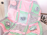 Baby Girl Rag Quilt and Toddler Bedding, Baby Girl Quilts, Pink Crib Bedding Handmade Quilts for Girls - A Vision to Remember