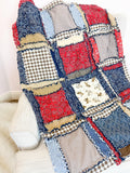Cowboy Nursery Homemade Blankets, Western Bedding Boy, Horse Red & Blue Bandana Baby Rag Quilt Shower Gift - A Vision to Remember