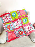 Bright Girl Bedroom Baby Blanket | Pink Crib Bedding Girl Crib Size Quilts | Turquoise Blue, Lime Green, Hot Pinks Bedspread Nursery Decor - A Vision to Remember