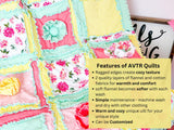 Flower Pink Crib Bedding Set with Girl Baby Blanket, Baby Girl Rag Quilt, Floral Homemade Quilts Baby Nursery for Girl - A Vision to Remember