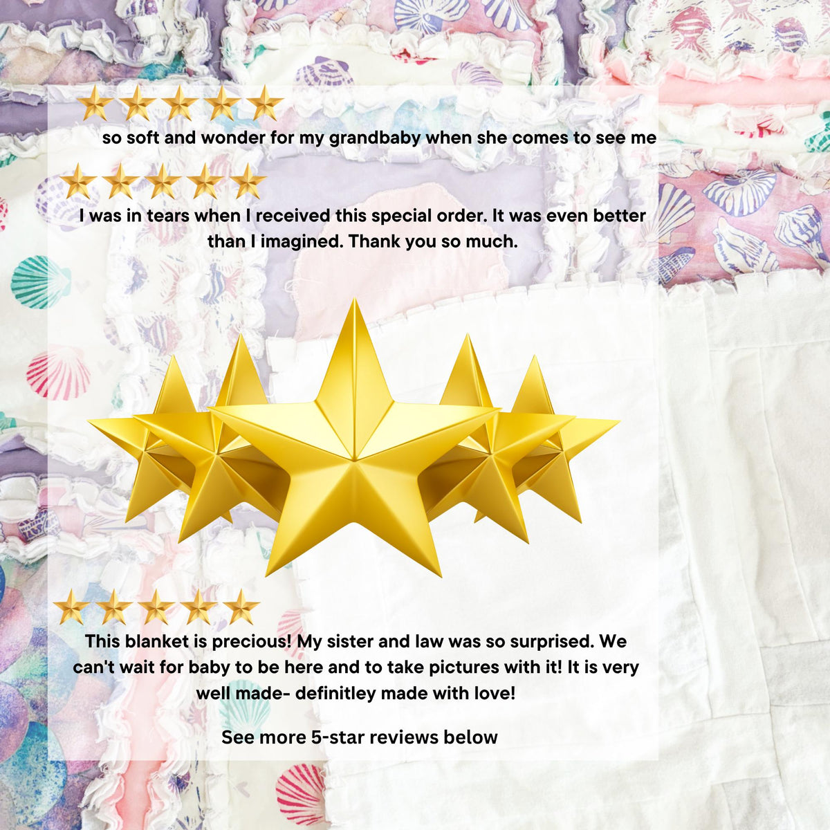 Sea Creature Twin Quilt | Purple Pink Mermaid Full, Queen, King Ocean Theme Rag Quilts | Nautical Underwater Surf Bedspread | Nautical - A Vision to Remember