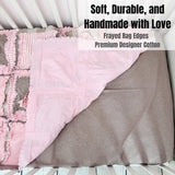 Pink Tan Ruffle Flower Blanket | Soft Feminine Baby Crib Quilt Bedding | Cozy Girl Bedroom Idea | Soft Flannel Throw | Handmade Nursery Gift - A Vision to Remember