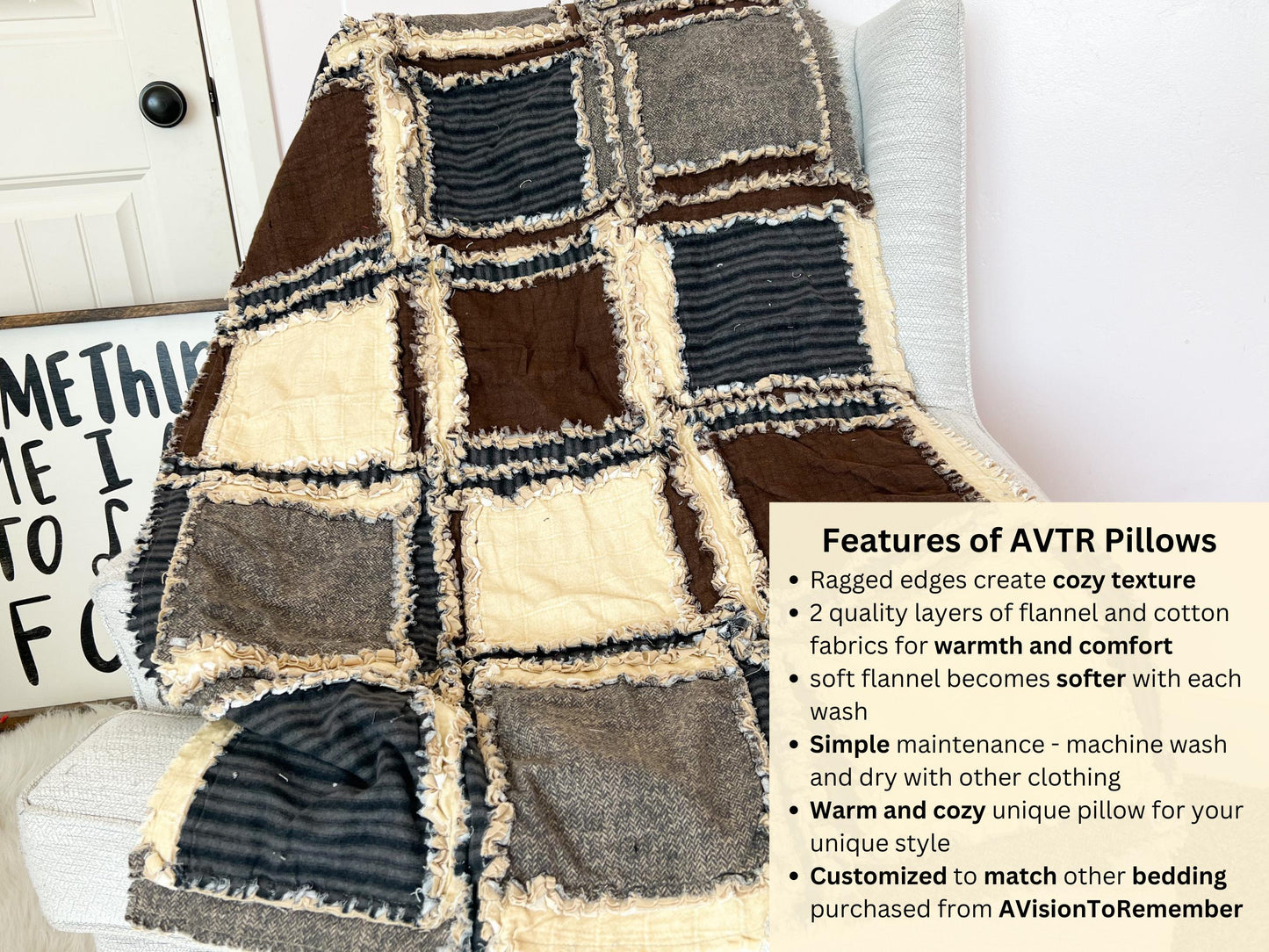Baby Boy Rag Quilt, Handmade Quilts for Sale, Soft Flannel Boys Bedding, Tan and Neutral Baby Quilt, Heirloom-Quality Baby Bedding - A Vision to Remember