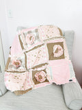 Handmade Pink Star Baby Rag Quilt: Floral Nursery Bedding | Baby Girl Quilt - A Vision to Remember