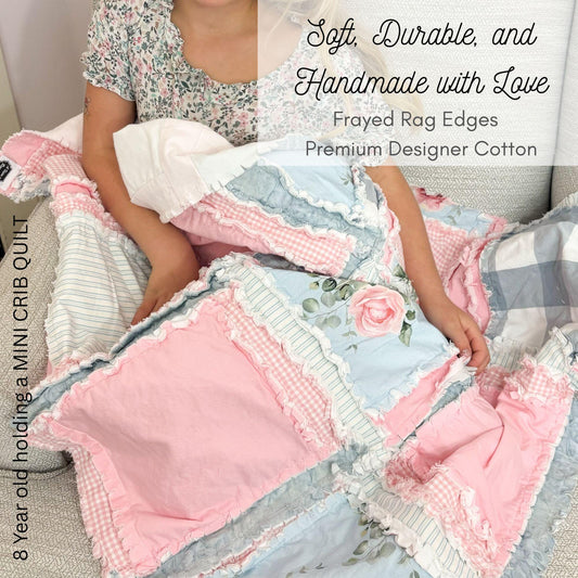 Pink Floral Rag Quilt | Shabby Chic Bedding | Cottagecore Twin Queen King Quilt - A Vision to Remember