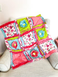 Bright Girl Bedroom Baby Blanket | Pink Crib Bedding Girl Crib Size Quilts | Turquoise Blue, Lime Green, Hot Pinks Bedspread Nursery Decor - A Vision to Remember