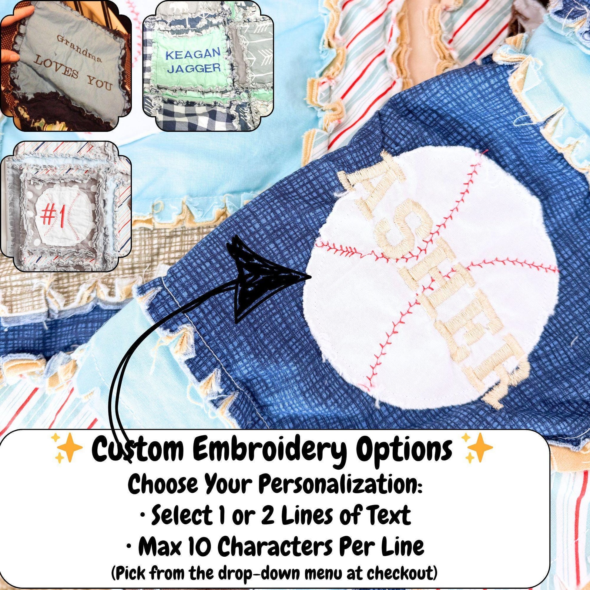 Sports Baby Blanket | Baseball Football Basketball Rag Quilt | Boy Crib Bedding | Toddler & Twin Sizes | Athletic Nursery Gift - A Vision to Remember