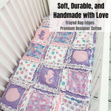 Beach Theme Nursery Ocean Baby Quilt – Nautical Crib Bedding, Seascape Blanket, Seashell Coastal Decor, Pink & Purple | New Mom Newborn Gift - A Vision to Remember