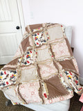 Cowgirl Quilt Western Girl Nursery | Mauve Pink & Brown Buckaroo Blanket | Floral Patchwork Bedding Gift Idea - A Vision to Remember