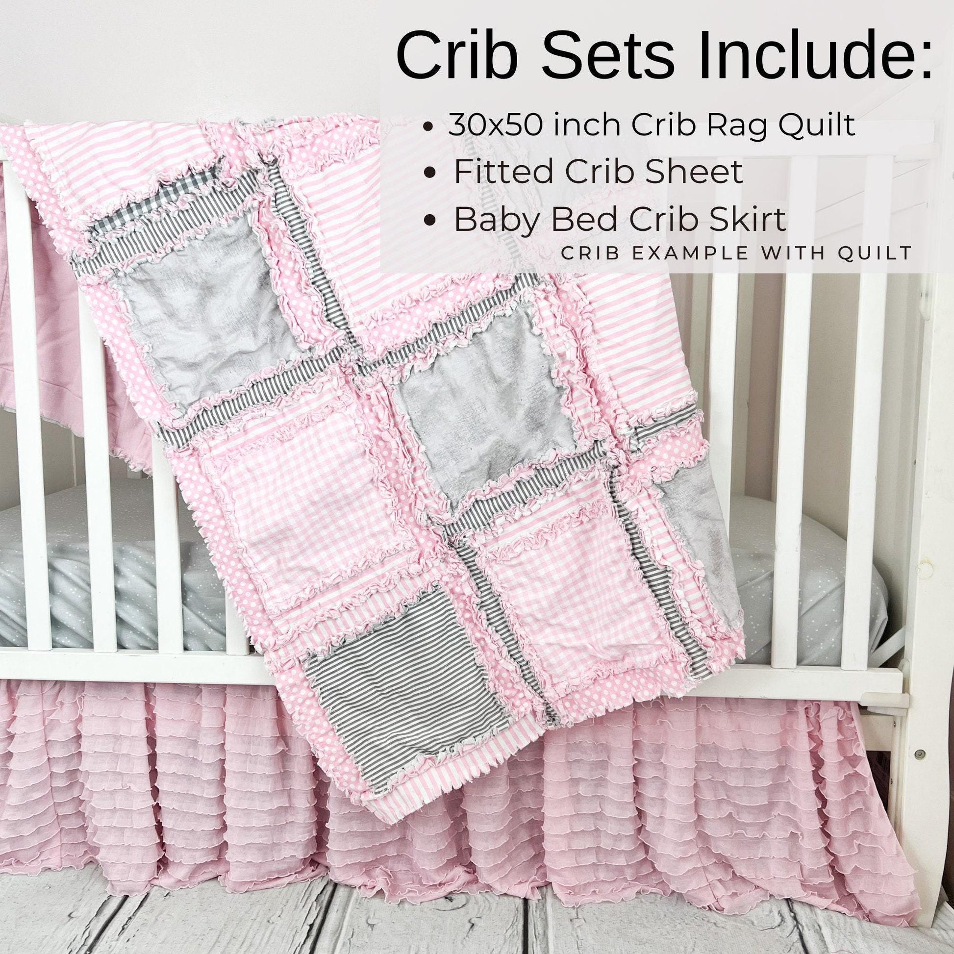 Pink Comforter Handmade Quilts, Baby Girl Rag Quilt, Also in Mini Crib Baby Blanket and Toddler Bedding Girl - A Vision to Remember