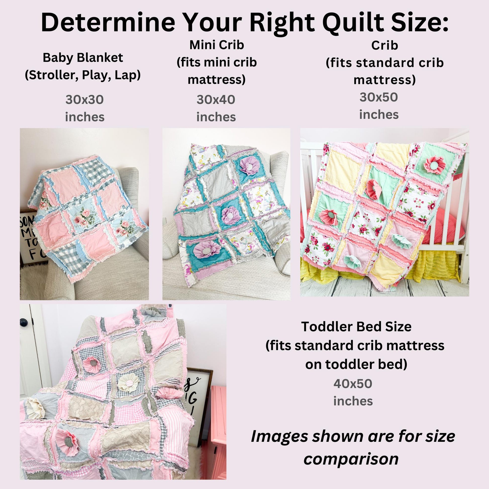 Pink Comforter Handmade Quilts, Baby Girl Rag Quilt, Also in Mini Crib Baby Blanket and Toddler Bedding Girl - A Vision to Remember