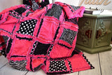 Gothic Bedding Homemade Quilts, Queen Size Quilts, Lap Quilts Handmade Quilts, Teen Girl Room Decor | Hot Pink Black King, Queen, Full Twin - A Vision to Remember