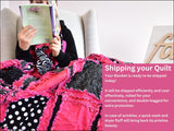 Gothic Bedding Homemade Quilts, Queen Size Quilts, Lap Quilts Handmade Quilts, Teen Girl Room Decor | Hot Pink Black King, Queen, Full Twin - A Vision to Remember