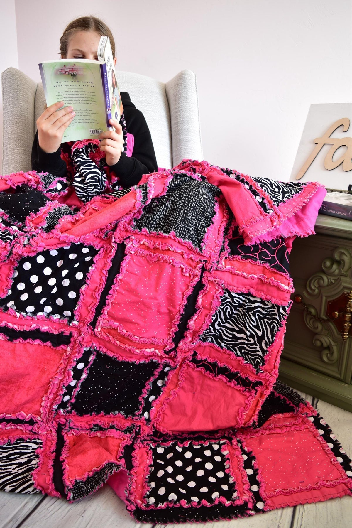 Gothic Bedding Homemade Quilts, Queen Size Quilts, Lap Quilts Handmade Quilts, Teen Girl Room Decor | Hot Pink Black King, Queen, Full Twin - A Vision to Remember