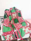 Cozy Rag Quilt | Holiday Throw Blanket | Cozy Large Throw or Twin Quilt | Red Green Patchwork Bedding | Red Winter Quilt Gifts - A Vision to Remember