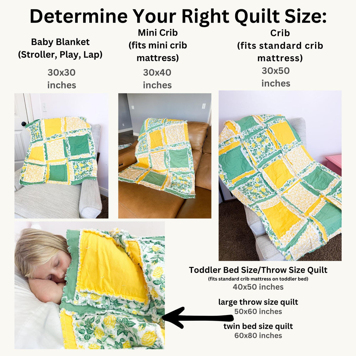 Yellow Green Floral Baby Rag Quilt | Sunshine Nursery Blanket | Gender Neutral Crib Bedding | Handmade Flannel Quilt | Baby Shower Gift - A Vision to Remember