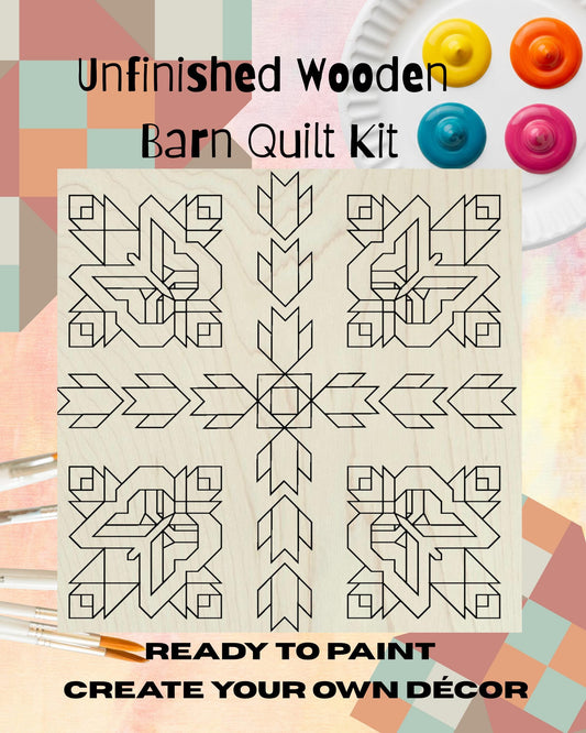 Butterfly Quilt Block Wood Kit: Unfinished DIY Barn Art Panel |  DIY Barn Quilt Art | Quilted Wood Blocks | Paint Your Quilt - A Vision to Remember