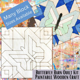 Wood Butterfly Quilt Kit | Paint Your Own Quilt Easy Barn Quilt | Unfinished Quilted Wooden Blocks