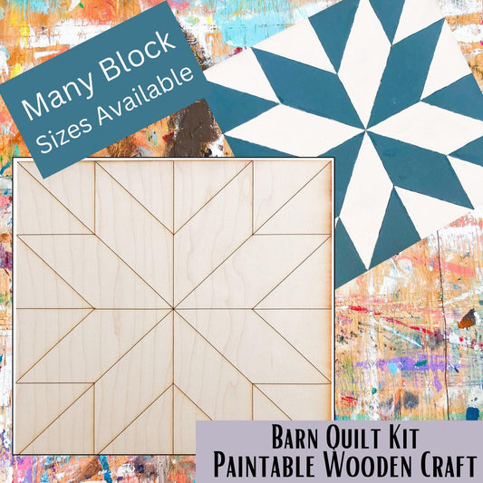 Milky Way Star Barn Quilt Block DIY Kit: Unfinished Wood Craft |  DIY Barn Quilt Art | Quilted Wood Blocks | Paint Your Quilt - A Vision to Remember