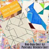 Blue Jay Wooden Barn Quilt Block: Unfinished DIY Kit |  DIY Barn Quilt Art | Quilted Wood Blocks | Bird Quilted Sign to Paint