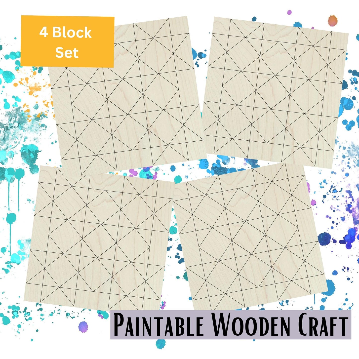 Unfinished Wooden Barn Quilt Block: HST Fun DIY Kit | DIY Kit for Women Paintable Wood Quilts - A Vision to Remember