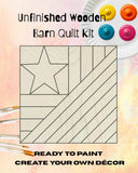Flag & Star Wooden Barn Quilt Block: Unfinished DIY Craft Kit | 4th of July Americana Decor | Barn Quilt Sign DIY Kit for Women