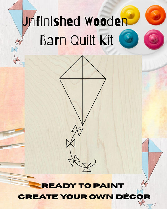 Kite Wooden Barn Quilt Block: Unfinished DIY Craft Kit - A Vision to Remember