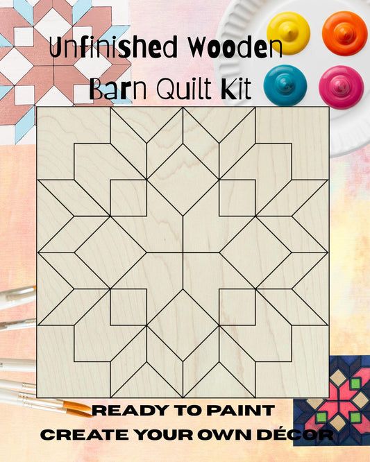 Large Flower Barn Quilt Block: Unfinished Wood DIY Kit | DIY Barn Quilt Kit Indoor - A Vision to Remember