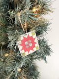 Barn Quilt Ornament DIY Kit: Large Flower Rustic Wood Ornament | Quillted Wooden Group Painting Kit | Paint Your Quilting Hang Tag