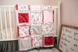 Floral Blanket Handmade Quilts for Sale, Baby Girl Rag Quilt, Baby Blanket to Queen Size Quilts, Baby Girl - A Vision to Remember