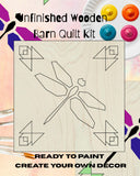 Dragonfly Barn Quilt Group Painting Kit | DIY Dragonfly Door Sign Wood Door Hanger | Barn Quilt Pattern Designs