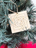 Christmas Ornaments DIY Kit: Slipknot Quilt Blocks | Paintable Barn Quilt | Paintable Wood Quilt | Gifts for Quilters & Sewers