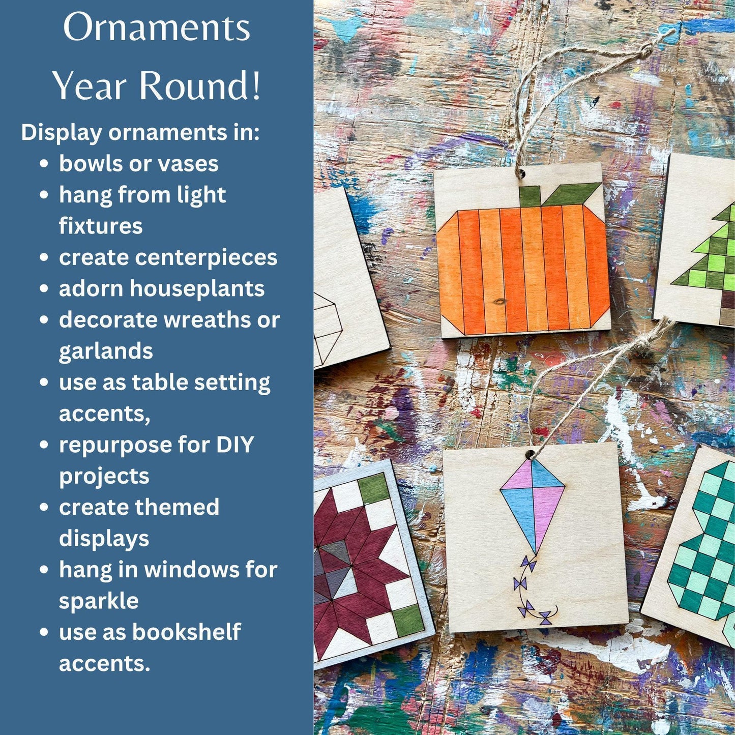 Barn Quilt Ornaments: Pick 4 Mini DIY Craft Kit | Pick Your Own Set Mix & Match | 3" Hang Tag Gift Set DIY - A Vision to Remember