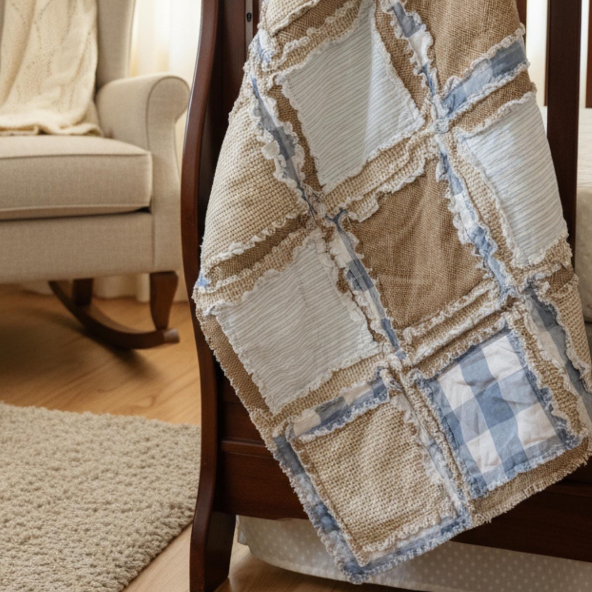 Country Plaid Crib Quilt | Handmade Heirloom Baby Gift | Soft Flannel Rag Quilt | Cozy Gender Neutral Nursery Bedding | Washable Keepsake - A Vision to Remember