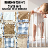 Country Plaid Crib Quilt | Handmade Heirloom Baby Gift | Soft Flannel Rag Quilt | Cozy Gender Neutral Nursery Bedding | Washable Keepsake - A Vision to Remember