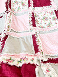 Floral Blanket Handmade Quilts for Sale, Baby Girl Rag Quilt, Baby Blanket to Queen Size Quilts, Baby Girl - A Vision to Remember