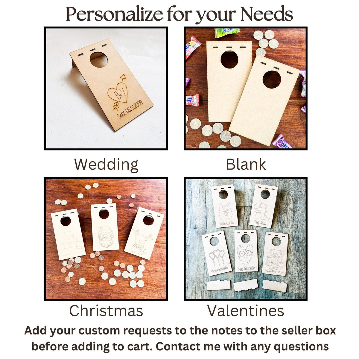 Mini wooden cornhole coin toss game board