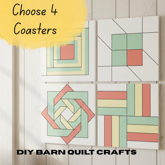 Pick 4 Wooden Barn Quilt Coaster DIY Kit: 3-Inch Mini Quilt Blocks |  DIY Barn Quilt Art | Quilted Wood Blocks | Paint Your Quilt - A Vision to Remember