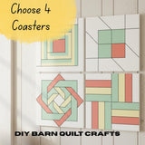 Pick 4 Wooden Barn Quilt Coaster DIY Kit: 3-Inch Mini Quilt Blocks |  DIY Barn Quilt Art | Quilted Wood Blocks | Paint Your Quilt