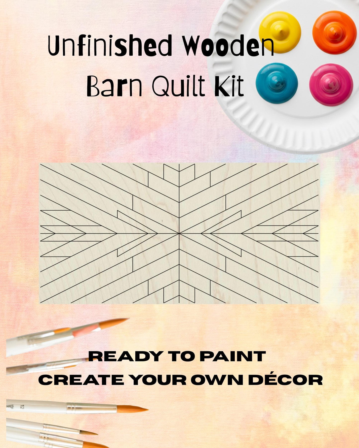 Aztec Barn Quilt Block: Rectangle DIY Kit | Wooden Mosaic Sign Kit | Unfinished DIY Quilt Wood Paintable Wall Art - A Vision to Remember